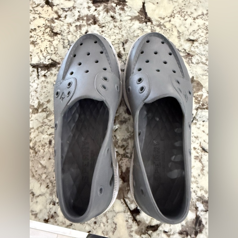 Sperry Gray Slip-On Water-Resistant Clog slip on non-marking soles